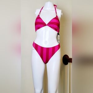 BCBG Striped Bikini Set
